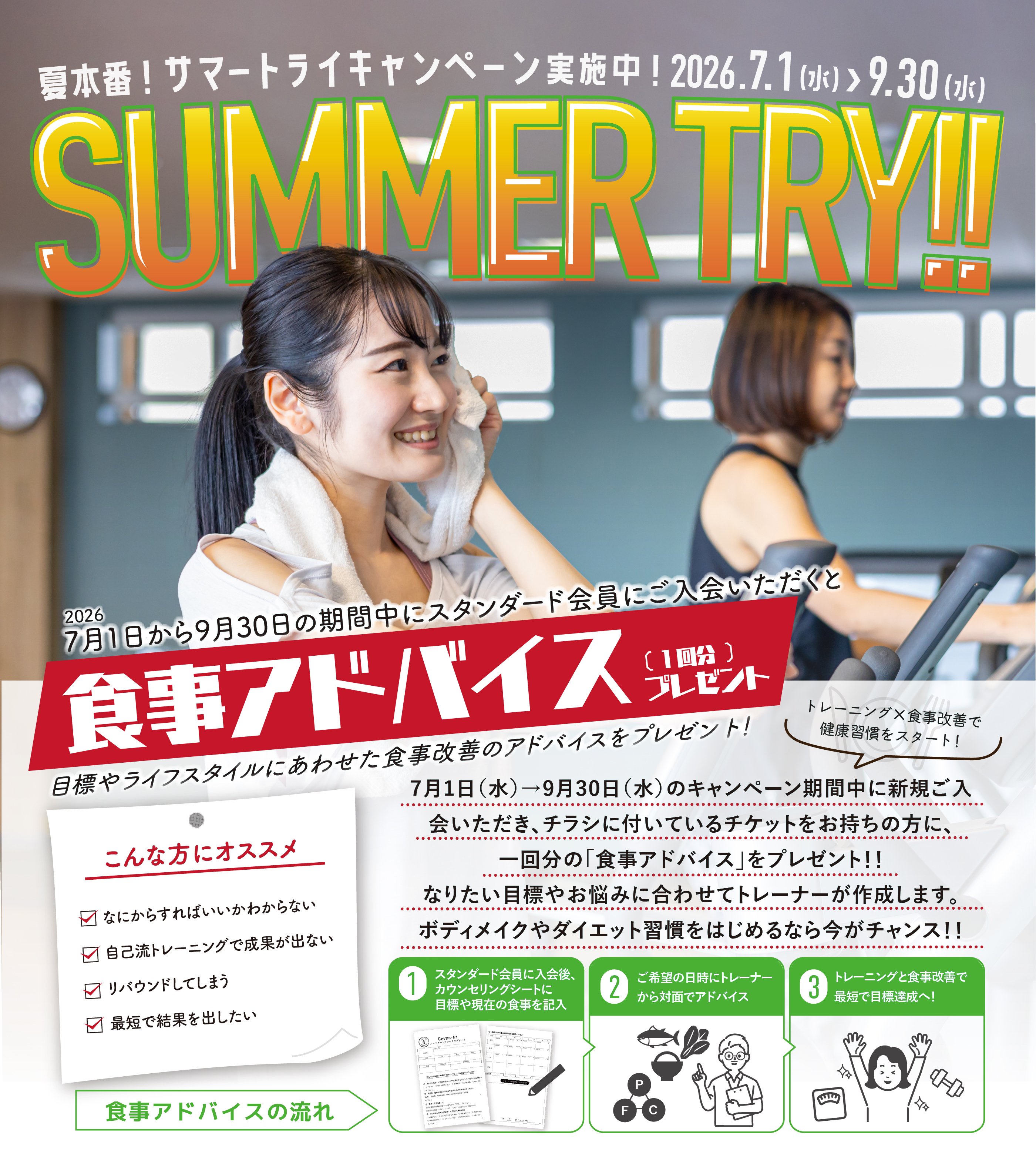 Seven-fit_近鉄八尾駅ジム_サマートライキャンペーン実施中！